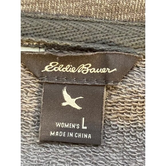 Eddie Bauer Womens Cardigan Gray Cowl Neck Jacket Large Cotton Blend Casual - Picture 3 of 11